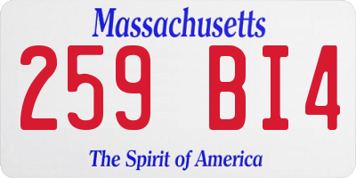MA license plate 259BI4