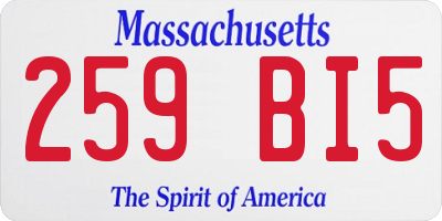 MA license plate 259BI5