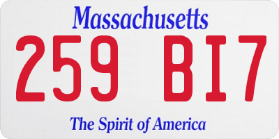 MA license plate 259BI7