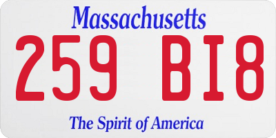 MA license plate 259BI8