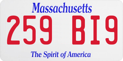 MA license plate 259BI9