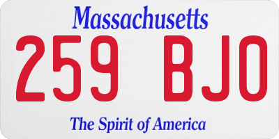 MA license plate 259BJ0