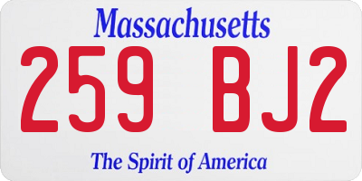 MA license plate 259BJ2
