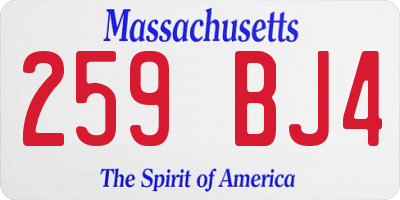 MA license plate 259BJ4