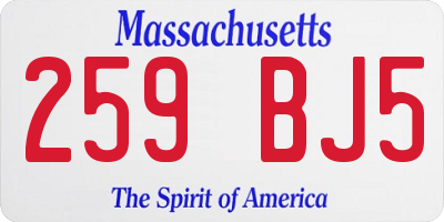 MA license plate 259BJ5
