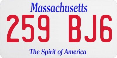 MA license plate 259BJ6