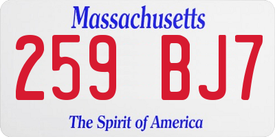 MA license plate 259BJ7