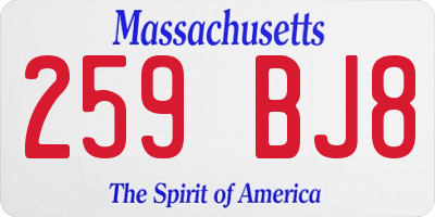 MA license plate 259BJ8