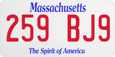 MA license plate 259BJ9