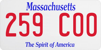 MA license plate 259CO0