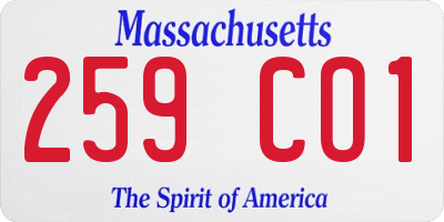 MA license plate 259CO1