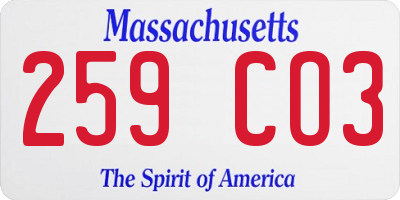 MA license plate 259CO3