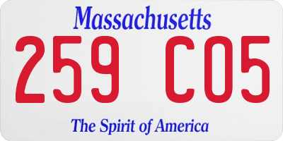 MA license plate 259CO5