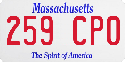 MA license plate 259CP0