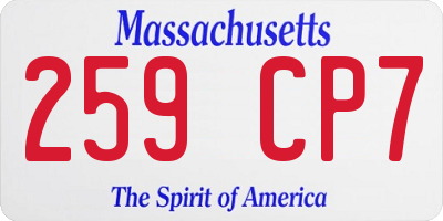 MA license plate 259CP7