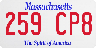 MA license plate 259CP8