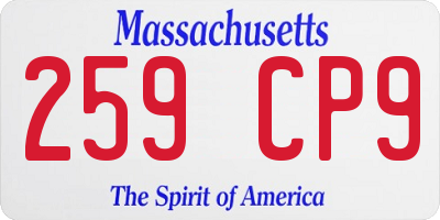 MA license plate 259CP9