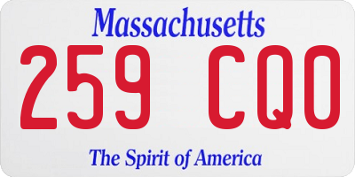 MA license plate 259CQ0