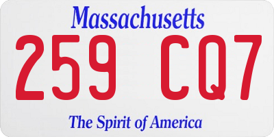 MA license plate 259CQ7