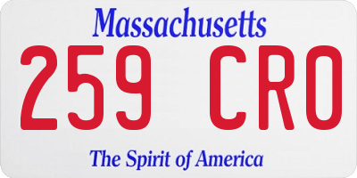 MA license plate 259CR0