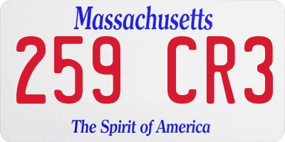 MA license plate 259CR3