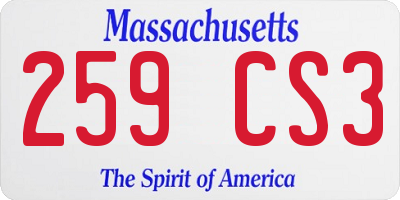 MA license plate 259CS3