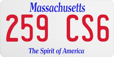 MA license plate 259CS6