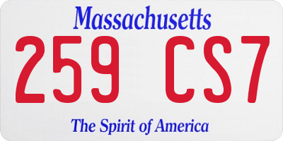 MA license plate 259CS7