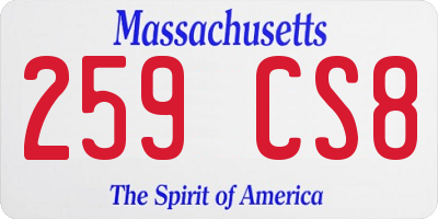 MA license plate 259CS8