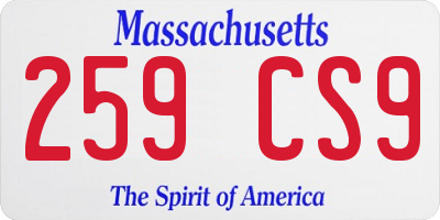 MA license plate 259CS9