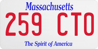 MA license plate 259CT0