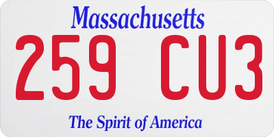 MA license plate 259CU3