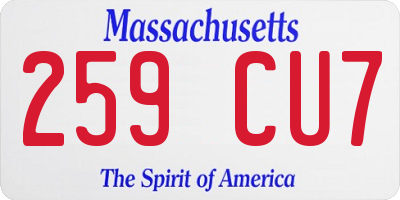 MA license plate 259CU7