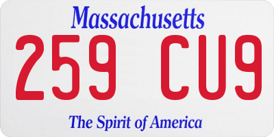 MA license plate 259CU9