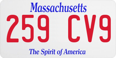 MA license plate 259CV9