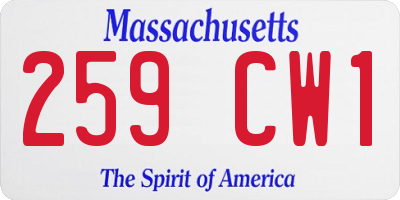 MA license plate 259CW1