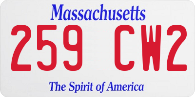 MA license plate 259CW2