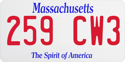 MA license plate 259CW3
