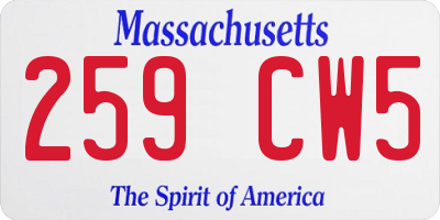 MA license plate 259CW5