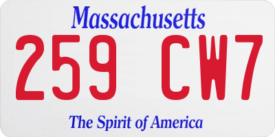 MA license plate 259CW7