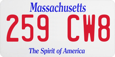 MA license plate 259CW8