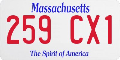 MA license plate 259CX1