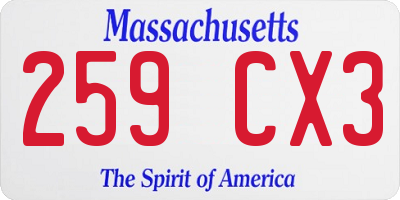 MA license plate 259CX3