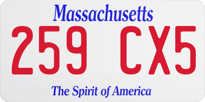 MA license plate 259CX5