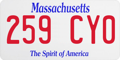 MA license plate 259CY0