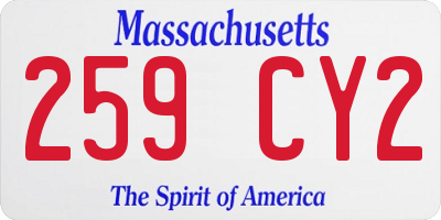 MA license plate 259CY2