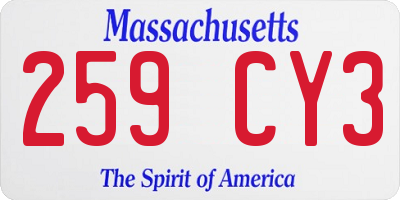 MA license plate 259CY3