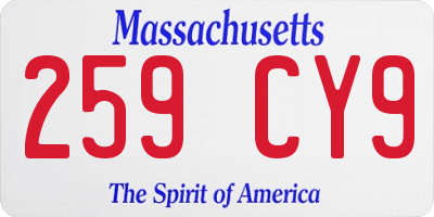 MA license plate 259CY9