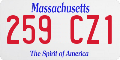 MA license plate 259CZ1