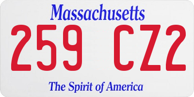 MA license plate 259CZ2